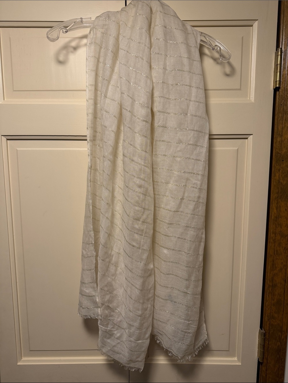 Talbots Cream Metallic-Thread Lightweight Scarf